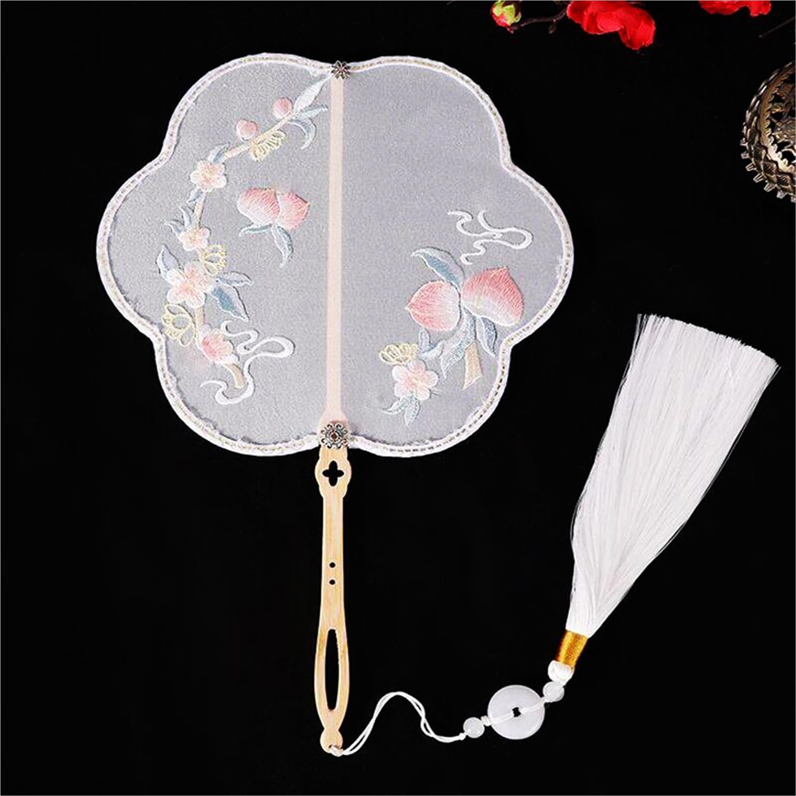 NIRNHYRUR 3 Handheld Embroidered Fans Chinese Style Decoration