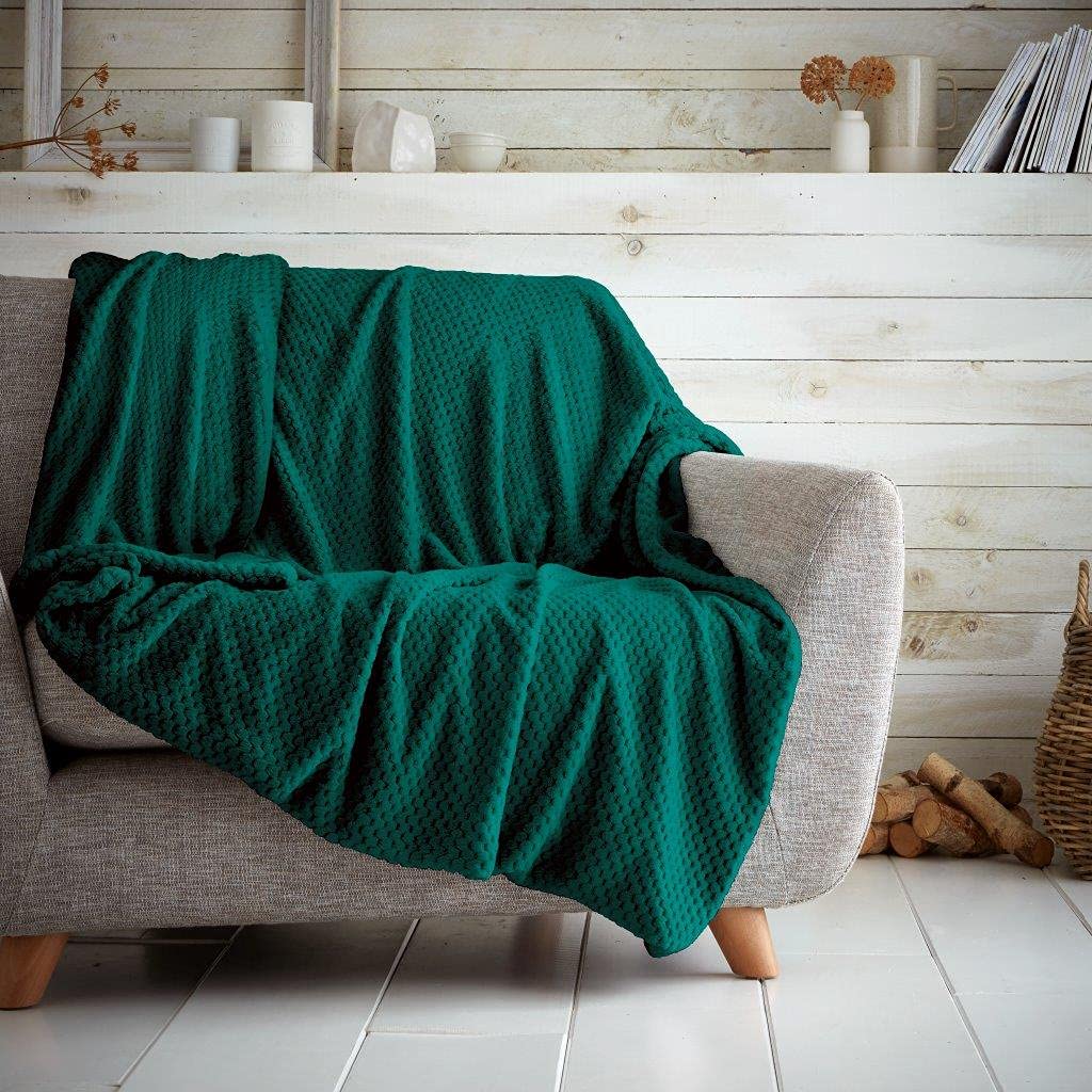 GC GAVENO CAVAILIA Teddy fleece deken, warme en gezellige knuffeldekens voor bed, super zachte pluizige plaids, groen, 130 x 180 cm