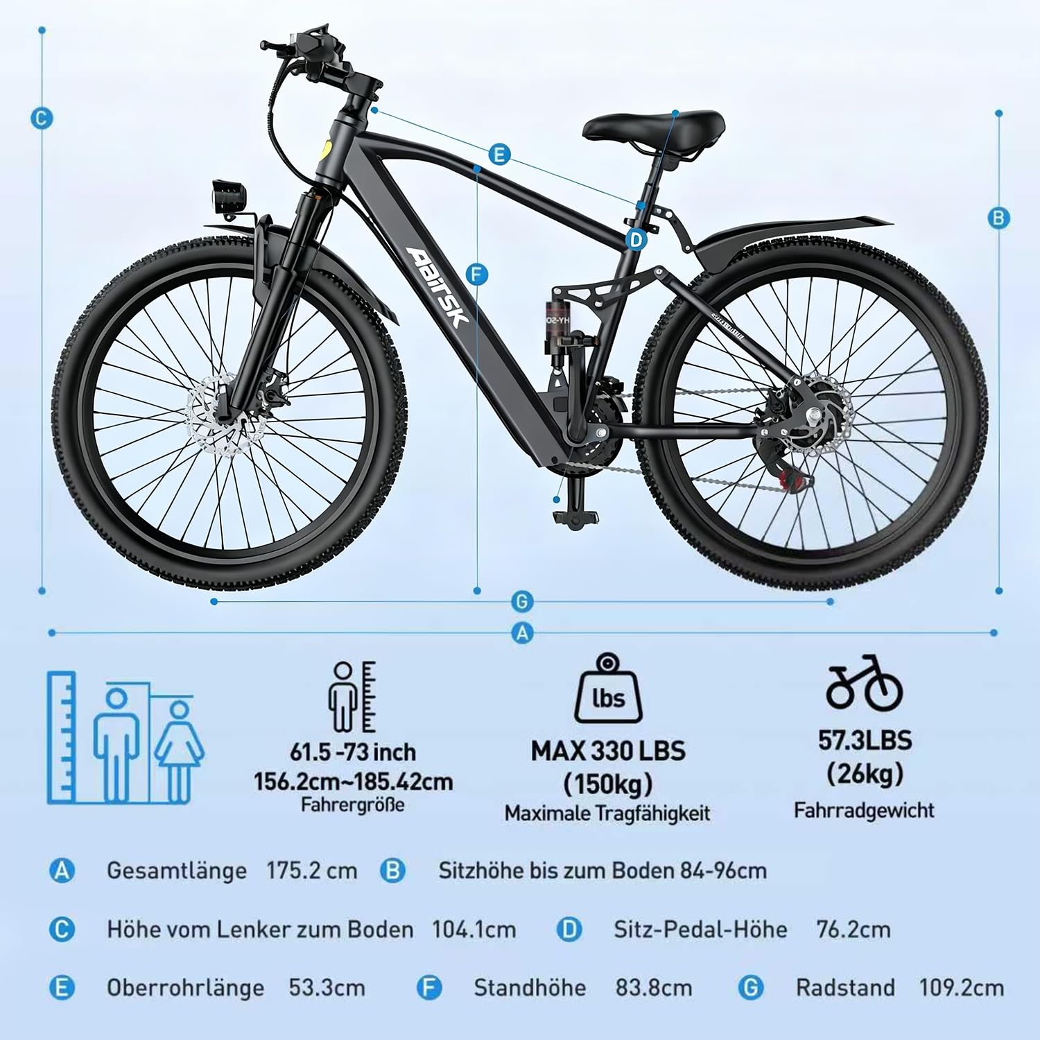 Eleglide E-Bike 26" mit 21-Gang Schaltung 250W Motor 13Ah Akku Höchstgeschwindigkeit 25km/h Hochkohlenstoffstahlrahmen LCD Display City Elektrofahrrad, E-Bike für Erwachsene
