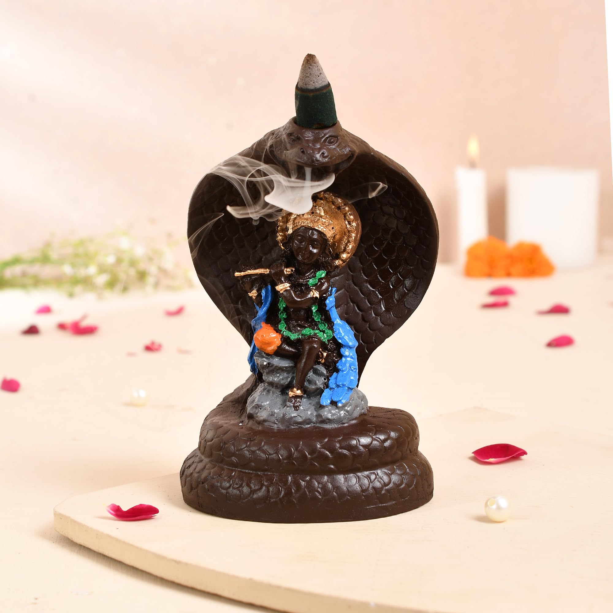 Craftam Polyresin Smoke Backflow Fountain Like Waterfall Radha Krishna Incense Holder Decorative Showpiece Gift With Free 20 Scented Cone Incenses (Naag Krishna), Multicolor (B0CVFQ6TLH) Amazon Price History, Amazon Price Tracker