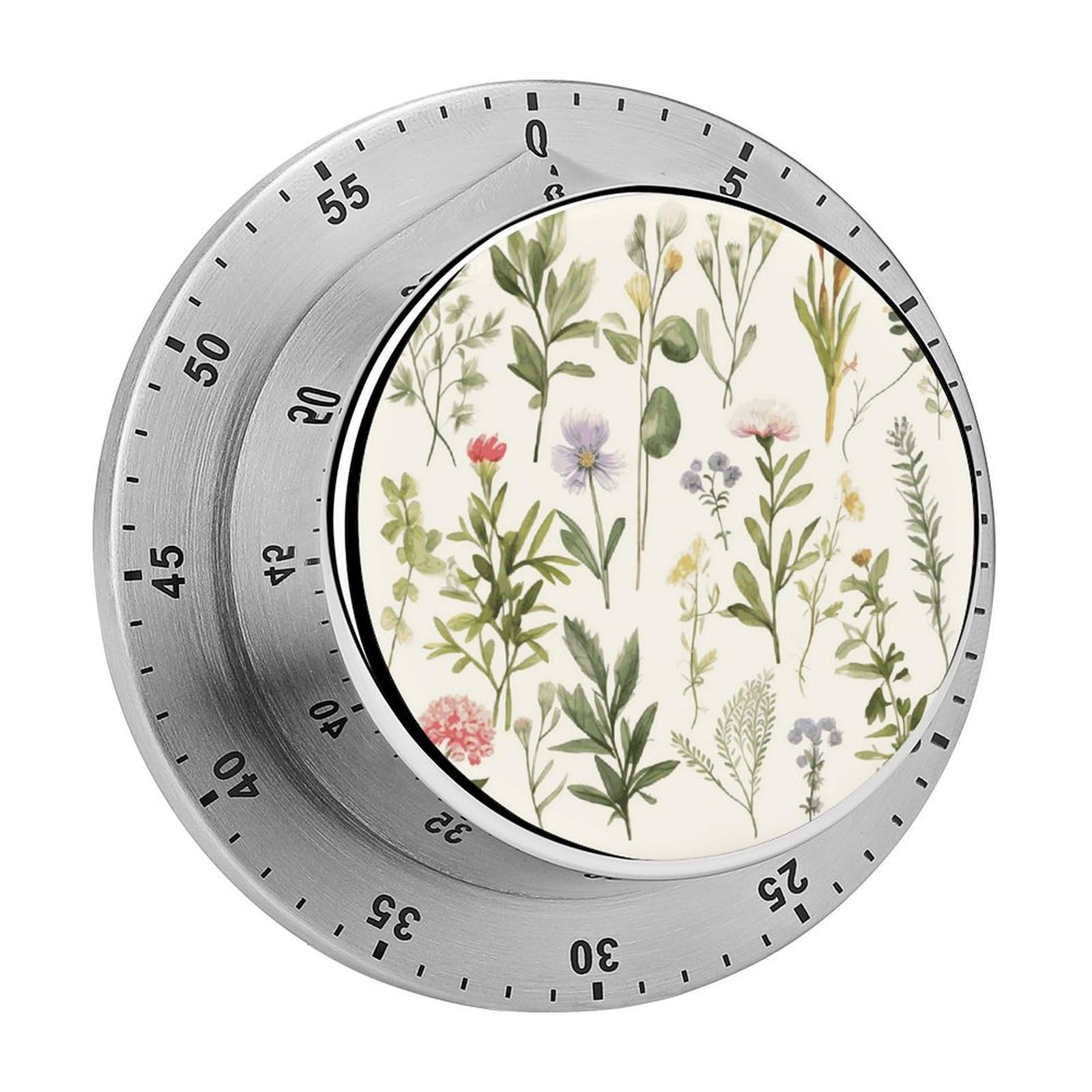 Adfgyerh Style Season Watercolors Of Herbs Flowersb Timer For Cooking, Kitchen Timer Magnetic No Batteries Required, Mechanical Timer With Loud Alarm, For Fitness Baking Exercise Oven