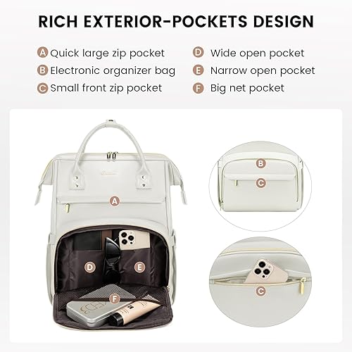 Miniatura 89 de LOVEVOOK Mochila para laptop para mujer, mochila para mujer a la moda, Negro, 15.6 pulgadas