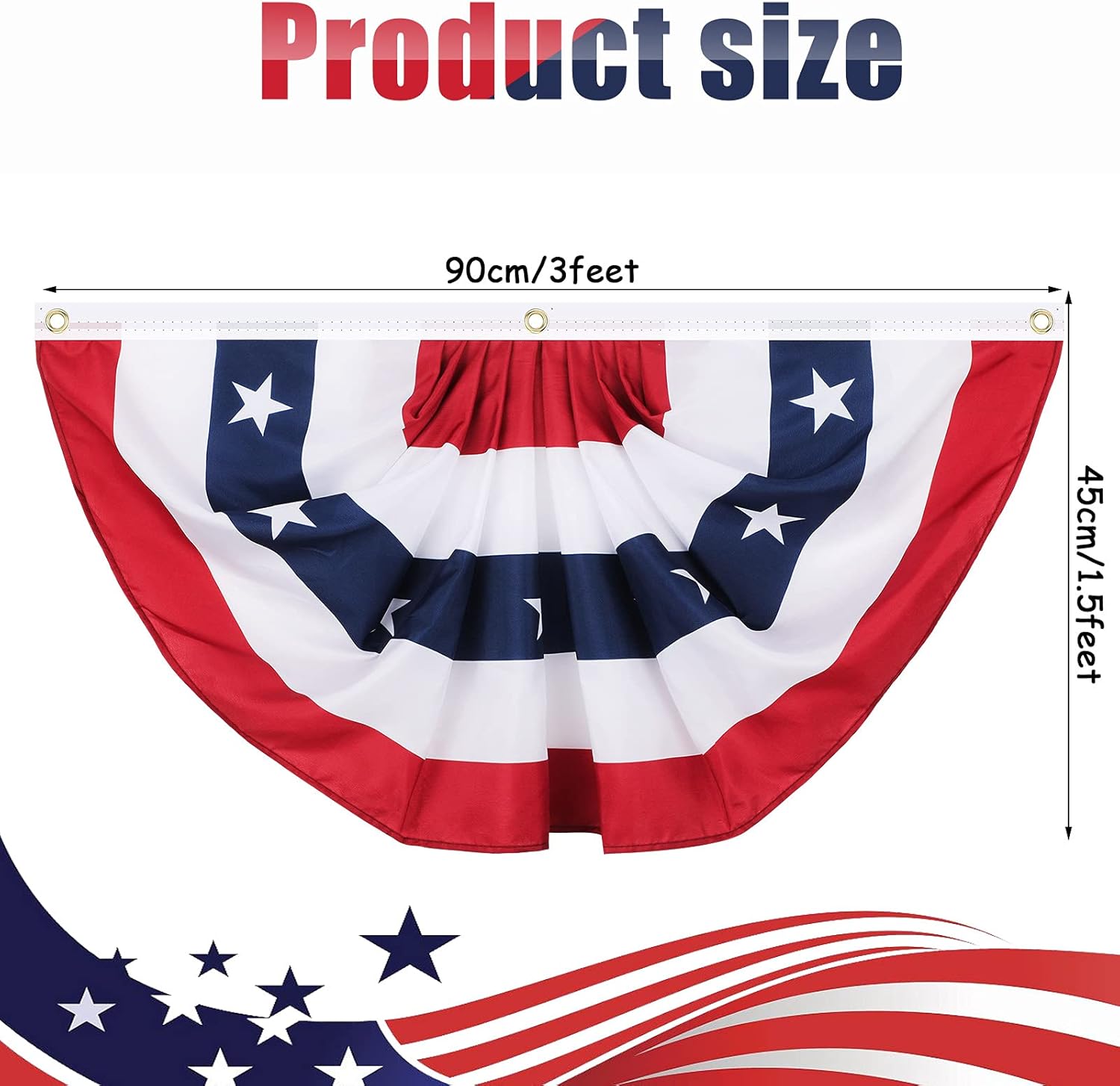 Tatuo 12 Pack 1.5 x 3 Ft 250th Anniversary Pleated Fan Flags, 4th of July Patriotic Decorations American USA Bunting Flag Stars and Stripes Banner for Independence Day Memorial Day