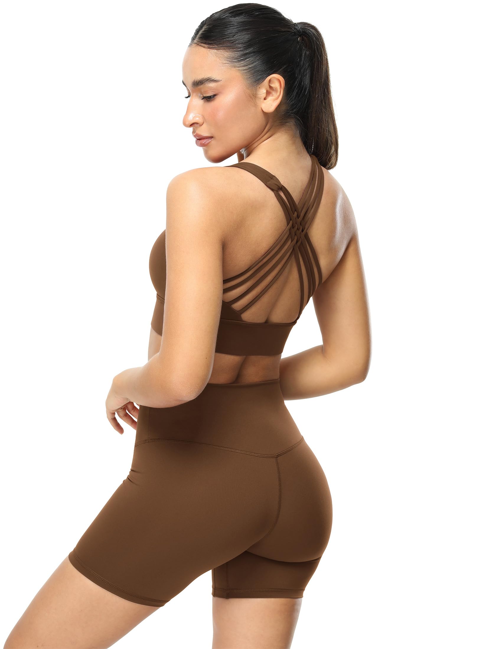 icyzone Damen Sport-BH Gepolstert Ohne Bügel Yoga Bra Gekreuzt Rücken Sport Gym Fitness BH