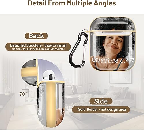 Miniatura 2 de Funda personalizada para AirPod 1 y 2, funda personalizada para AirPod con tu fototexto, funda rígida de policarbonato con cadena, regalo