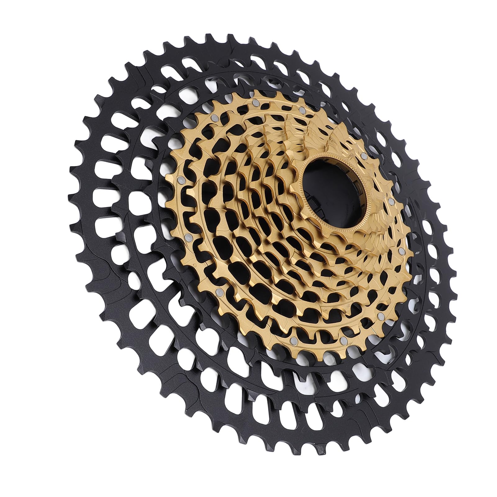 Pongnas Cassetta Premium a 12 velocità in Acciaio e Alluminio da 11 a 50 Denti Pignone Leggero per Mountain Bike Oro