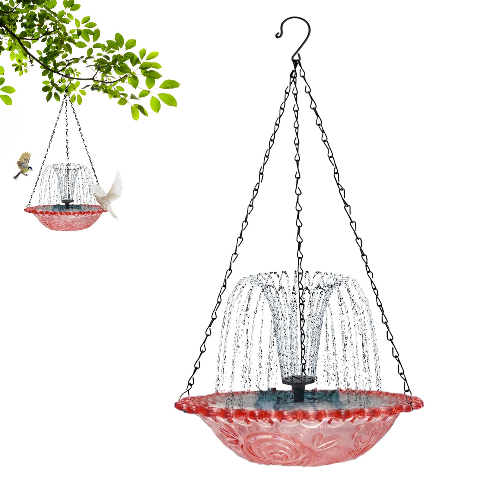 Solar Bird Bath Fountain, Outdoor Bird Feeder Fountain,Cascading Sparrow Birdbath,for Outside Garden Decor Backyard Balcony Yard Porch Patio Bluebird Robin