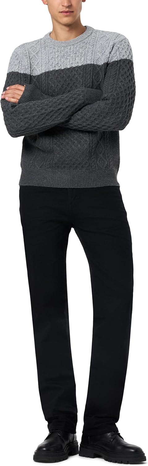 Buffalo David Bitton Men's Crew Neck Colorblock Cable Sweater Super Soft Regular Fit - Image 4