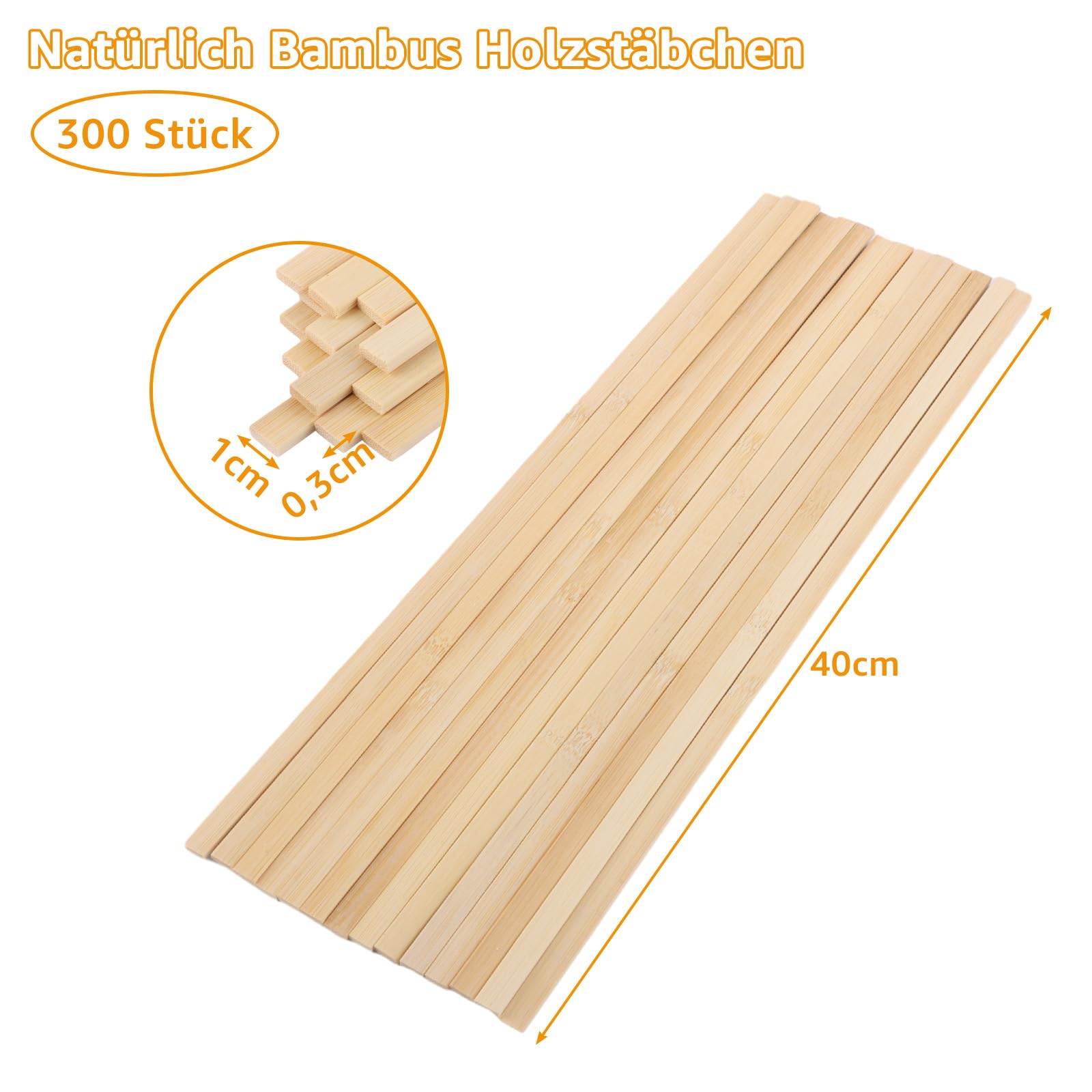 YAYODS 300 Stck Bambus Holzleisten - Holzleisten Zum Basteln 40cm Lang, 1  cm Breite, Natrliche Holzleisten fr DIY Bastelprojekte, Modellbau :  Amazon.de: Kche, Haushalt & Wohnen