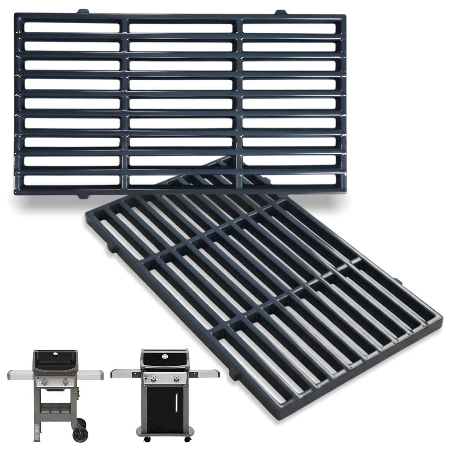 7637 Porcelain-Enameled Grill Grates for Weber Spirit 200 / Spirit II 200 Series Gas Grills, Spirit E-210, E-220, S-210, S-220, Replacement Grill Grates for Spirit, 44.5 x 26 cm each grate