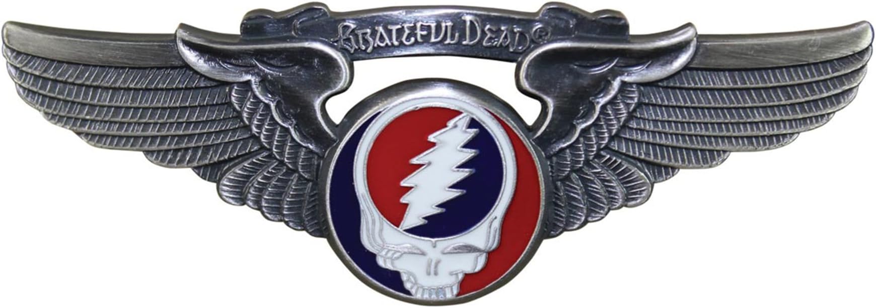 Grateful Dead® Steal Your Face Large Pilot Wing Pin – Officially Licensed 2.75" Cast Metal Rockwings Lapel Pin