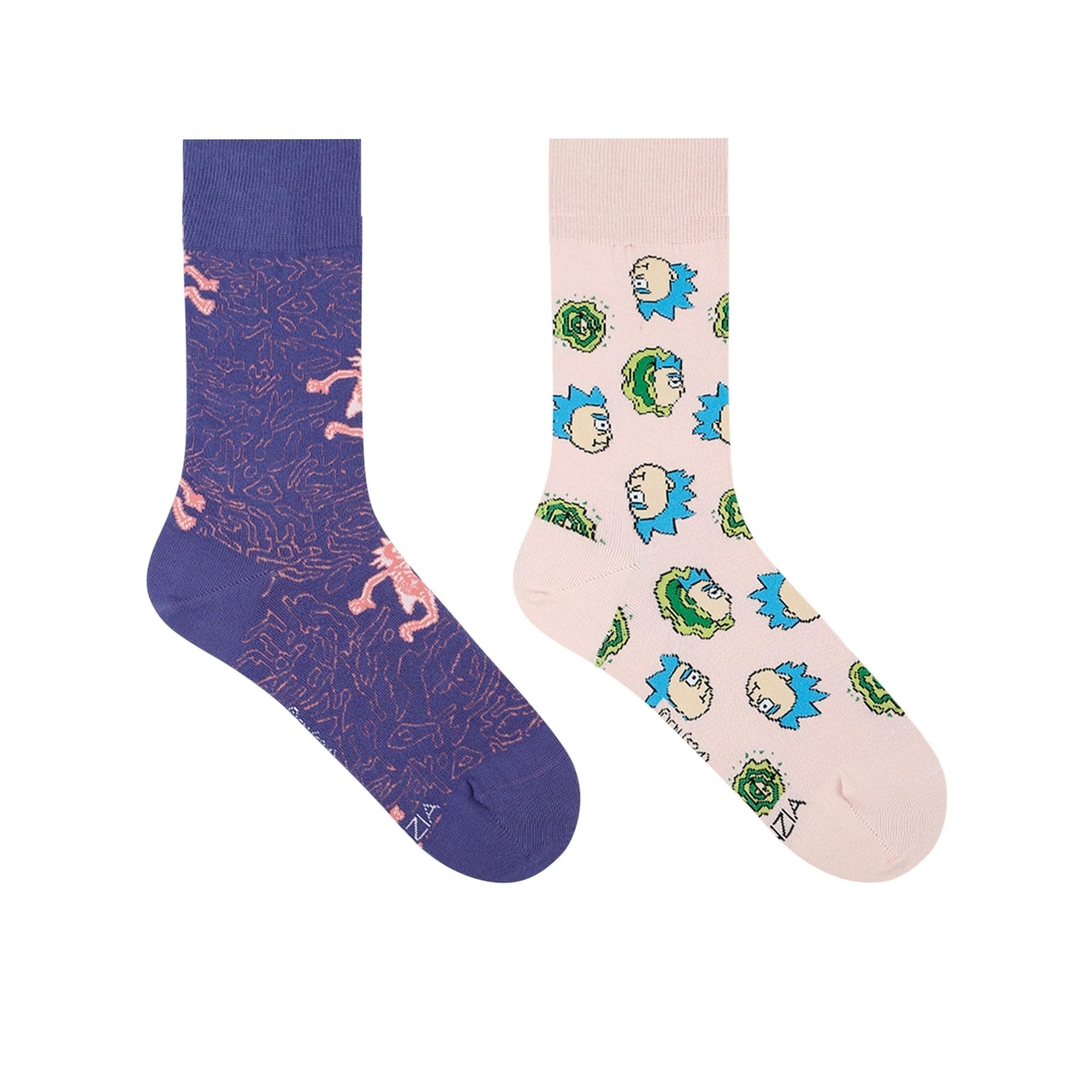 Rick & Morty by SocksXpress Men Quirky Crew Socks|Pack of 2 Pairs|Official Licensed Cartoon Network Merchandise|Combed Cotton|Bold Graphic Mid-Calf Length Socks for Fans & Everyday Style | Free Size