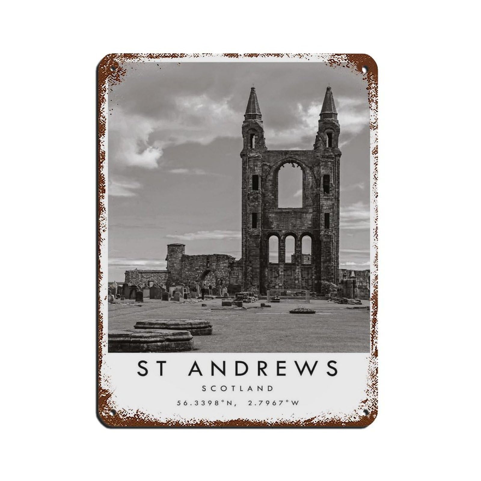 St Andrews Travel, St Andrews Poster Retro Poster Metal Tin Sign Chic Art Retro Iron Painting Bar People Cave Cafe Family Garage Poster Wall Decoration 12x16inch(30x40cm)