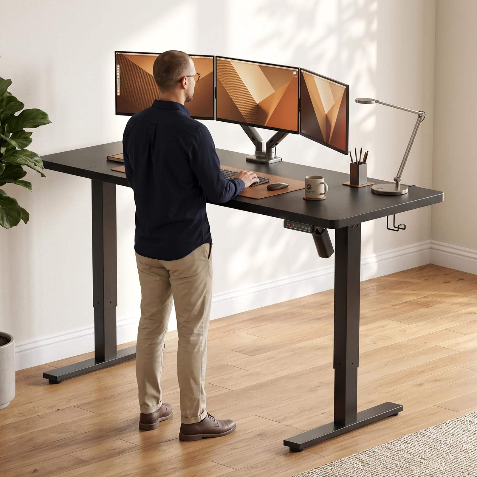 SIAGO Electric Standing Desk Adjustable - 48 x 24 Inch Sit Stand up Desk with Cable Management