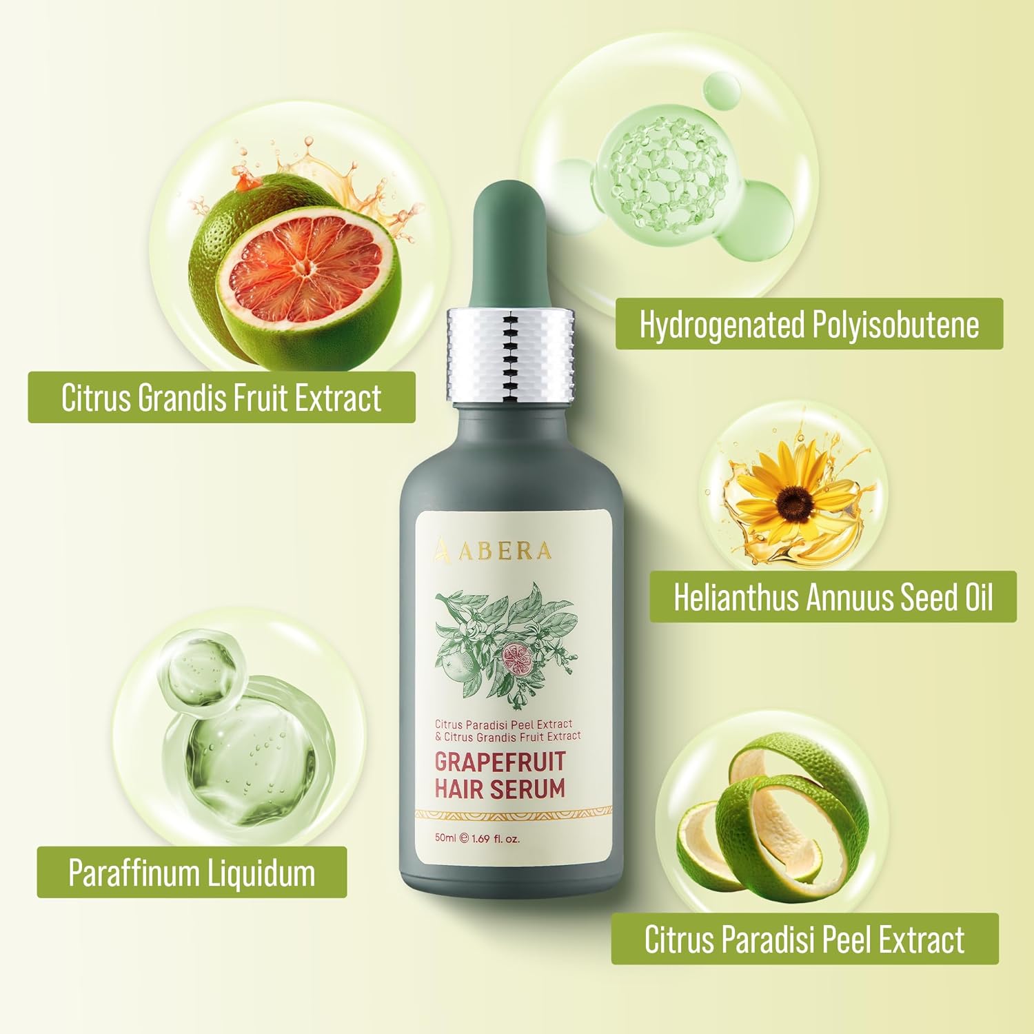 ABERA Advanced Hair Growth Serum With Grapefruit Essence – Reduces Hair Shedding & Stimulates Regrowth, Hydrating Scalp Treatment, 1.69 Fl Oz