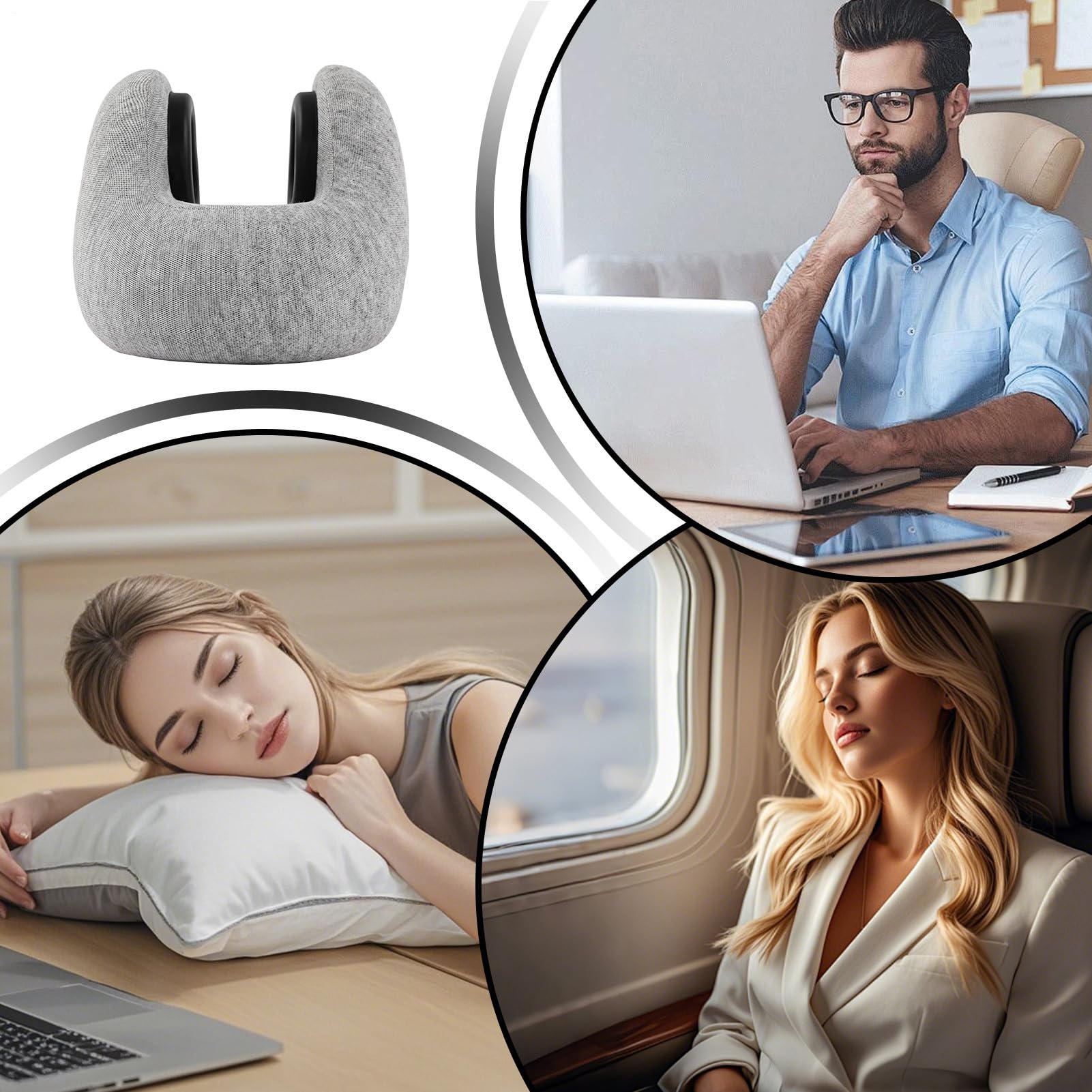 Almohadas De Viaje Para Dormir Almohada Cervical en Forma de U para Viajar | Cojín de Espuma Viscoelástica Transpirable Ergonómico Cómoda con Apoyo para Avión Mochilero Auto Cama y Acampada