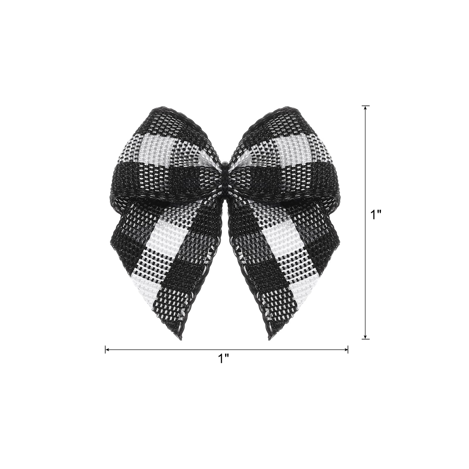 QUARKZMAN 100Pz Mini Fiocco Nastro Gingham 1 Nastro Raso Quadretti per Artigianato Fai da Te Fiocco per Capelli Cucito Matrimonio Compleanno Regalo Bianco e Nero