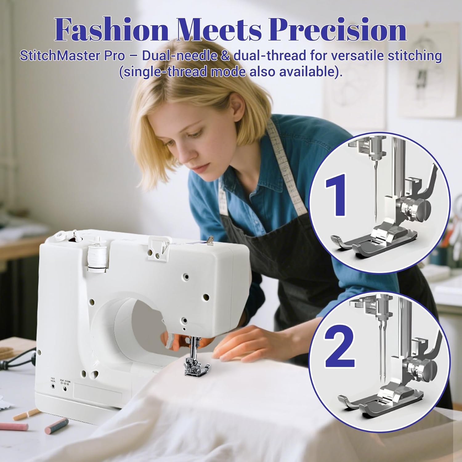StitchMaster Pro Sewing Machine - Twin/Double Needle Compatible, 14 Stitches, Easy for Beginners & Home Users