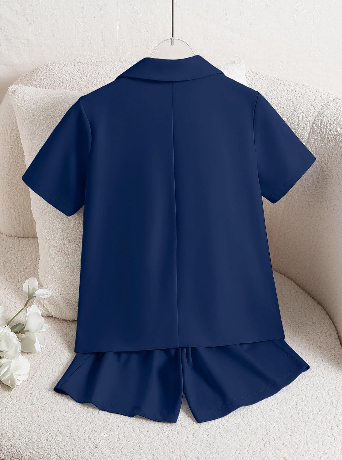 Girls 2 Piece Outfit Short Sleeve Blazer and Shorts Set Kids Dressy Summer Party Suit