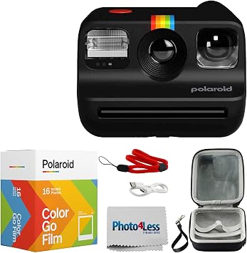 Polaroid Go Generation 2 Instant Film Mini Camera Black Polaroid GO Color Film Double Pack, Hard Carrying Case, Lens Cleaning Cloth