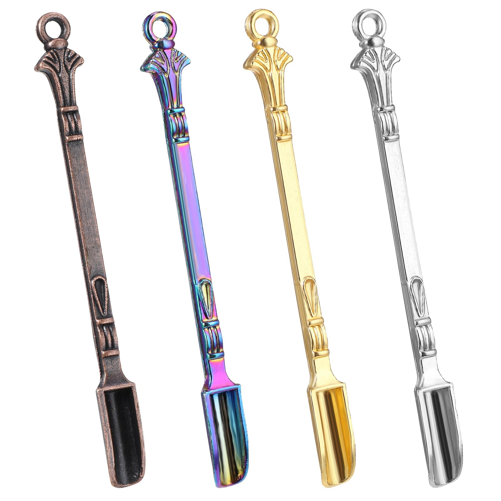4Pcs Mini Spoons, Multicolor Tiny Metal Spoon, Mini Shovel Spoons, Pendant Necklace Spoon