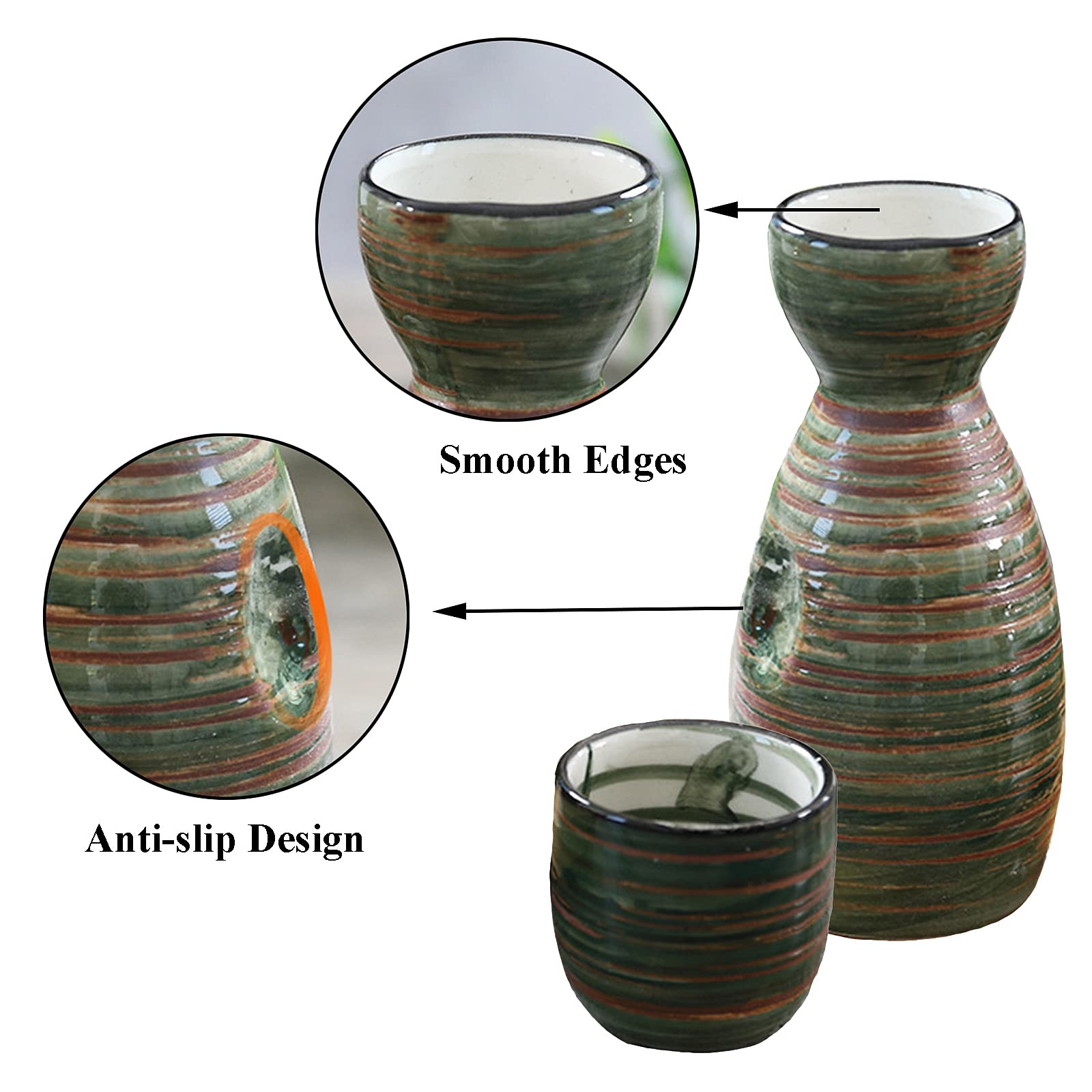 5 Pezzi Tradizionale Set di Sake, Set di Sake Tradizionale Ceramica, per Ristoranti, Case, Taverne, ECC (Colore)