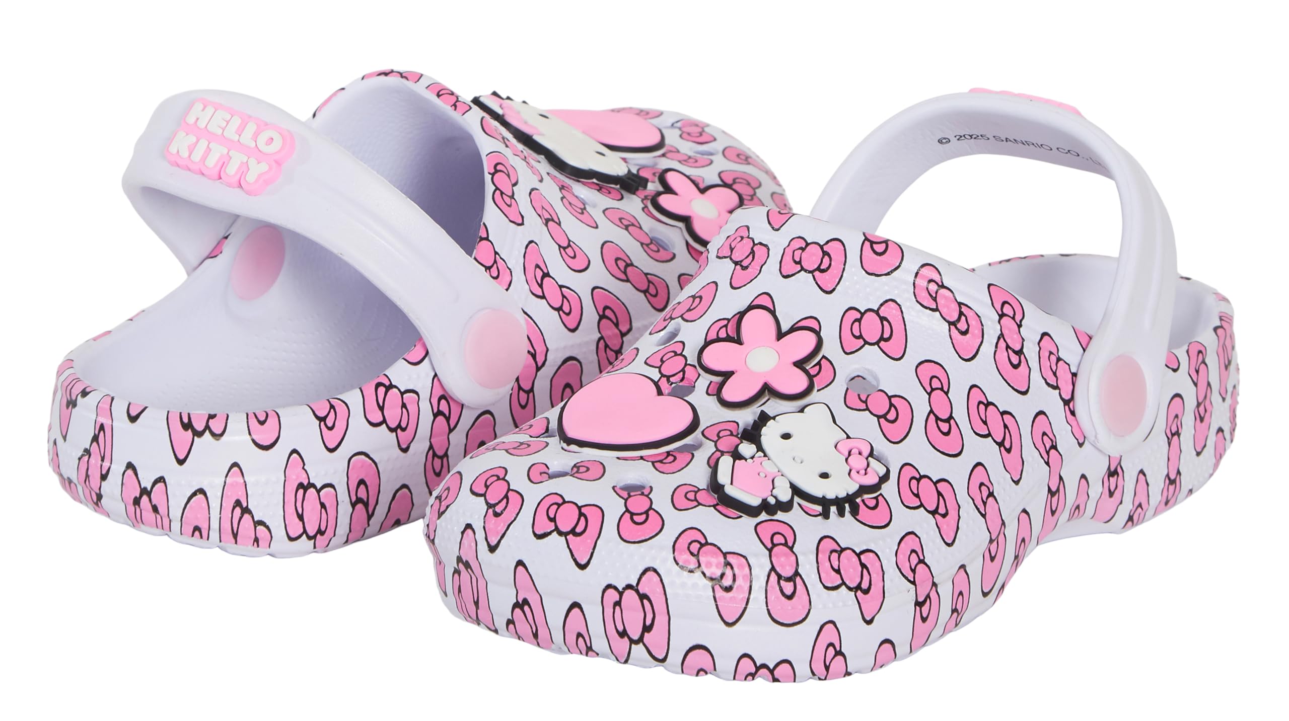 Hello Kitty Sabots pour filles avec breloques, badges, chaussures d'intérieur et d'extérieur avec sangle de cheville