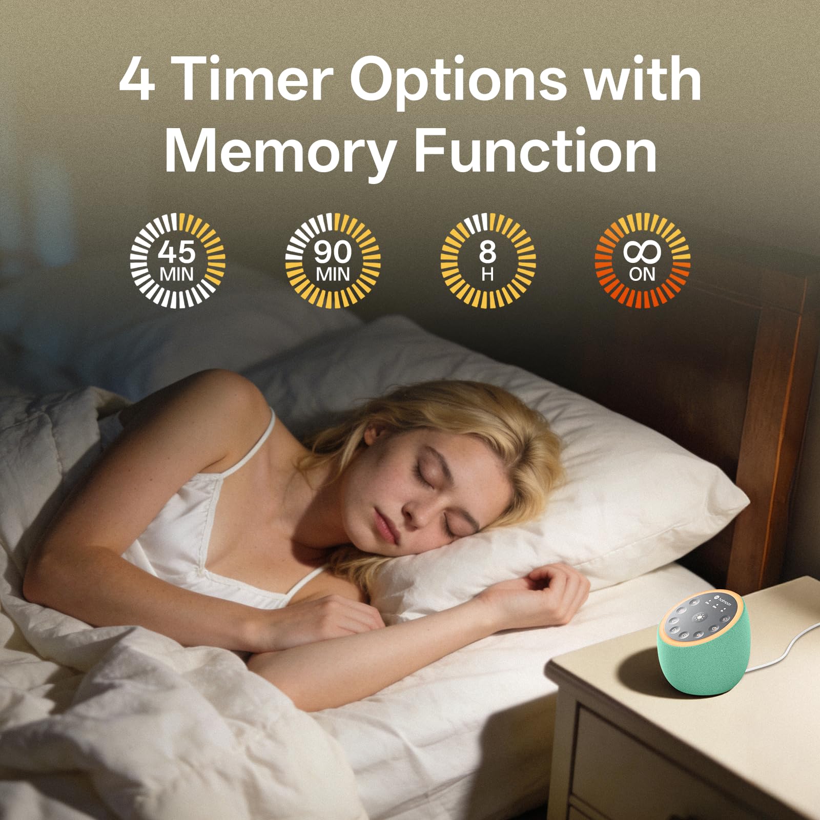 Hotmoon Cocoon 2 - Macchina audio per dormire, con 40 suoni non looping, doppio altoparlante e timer, 8 luci notturne, rumore rosa, marrone, verde, per adulti che dormono, privacy in ufficio, plug-in