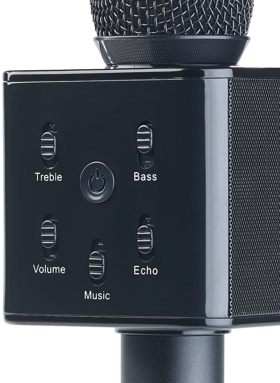 auvisio Karaoke-Mikrofon USB: 4er-Set Karaoke-Mikrofon mit Bluetooth, MP3-Player, Lautsprecher, Akku (Karaoke Verstärker-Mikrofon, Akkubetriebenes Mikrofon)