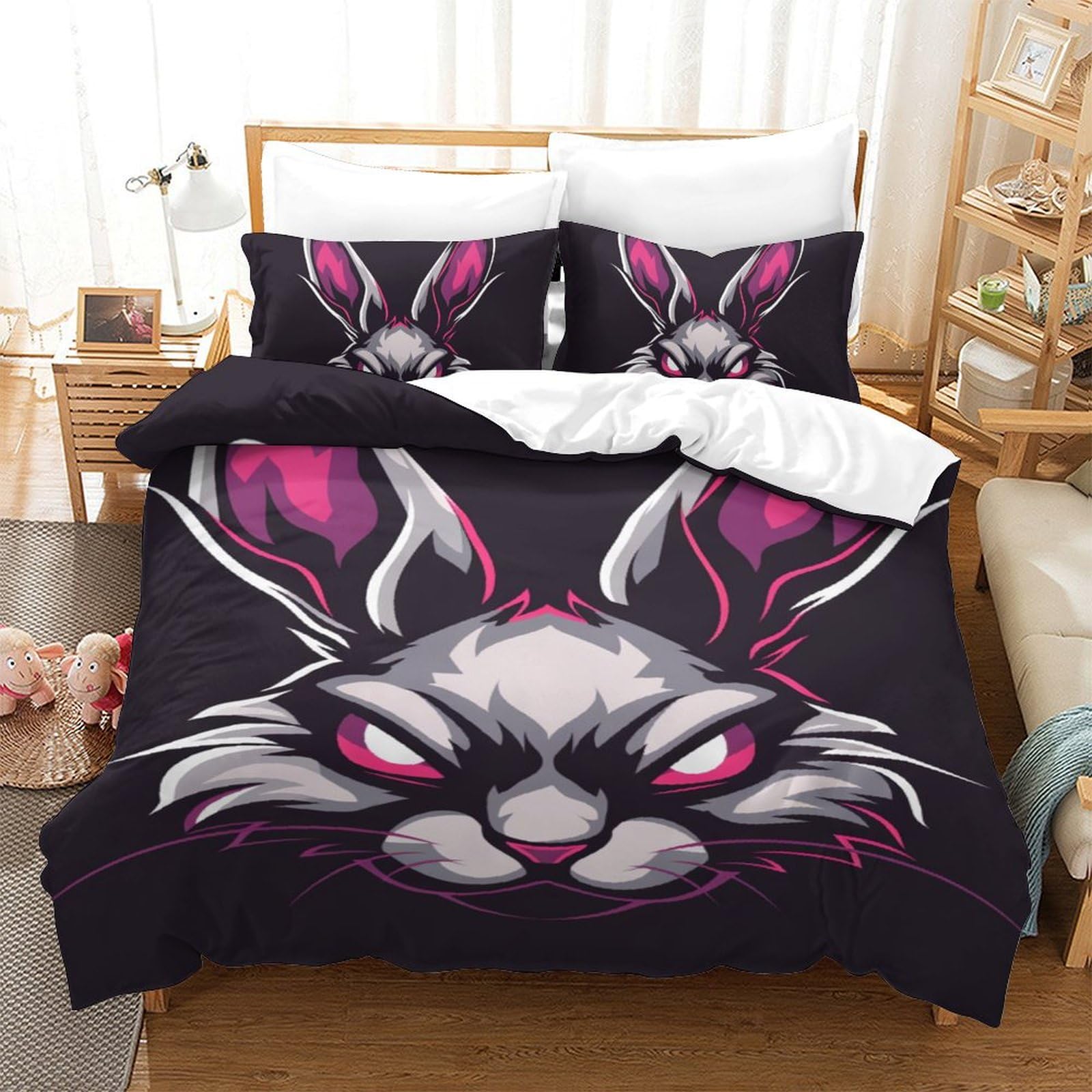Parure de lit microfibre douce avec fermeture éclair pour lit enfant 140 x 200 cm