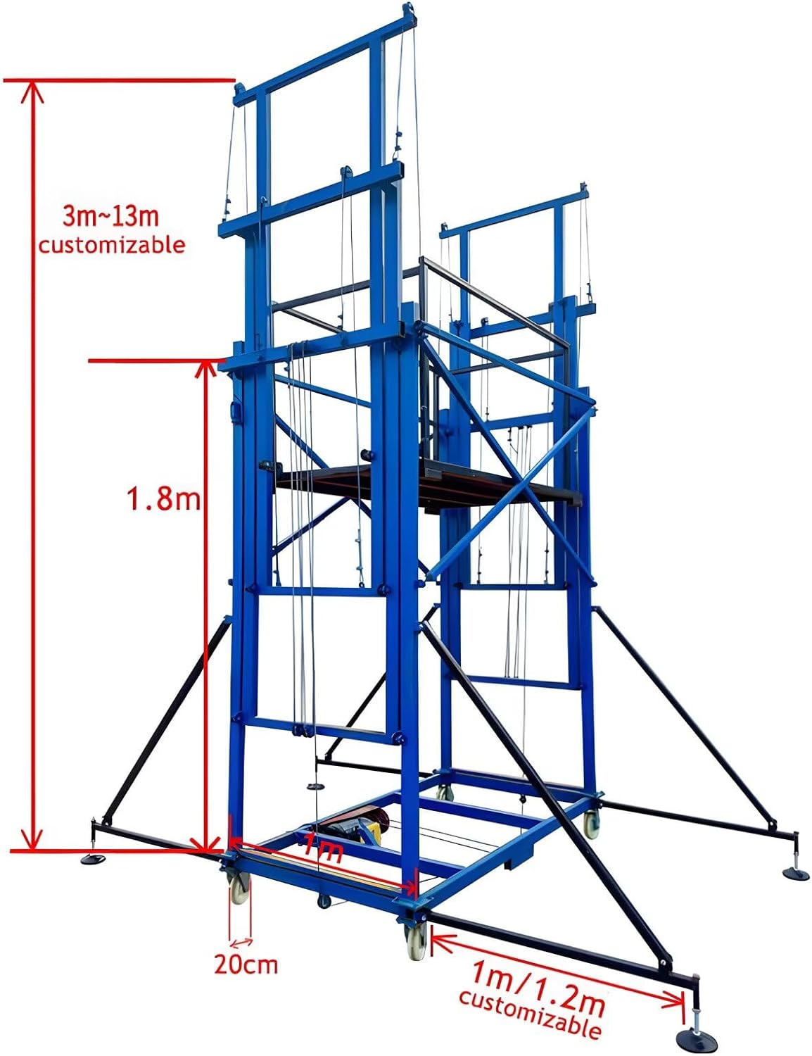 660LBS Load Electric Adjustable Lifting Scaffolding, Electric Scaffolding Lift Platform,Customizable Scaffold Equipment for Construction（16FT Lifting Height）