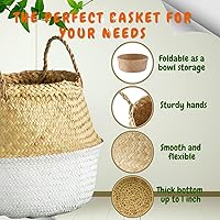 Vista 3 de LiloCraft - Cesta para plantas de hierba marina (tamaño: 9 x 8 pulgadas, patrón: fondo blanco) Solución de almacenamiento para decoración del hogar