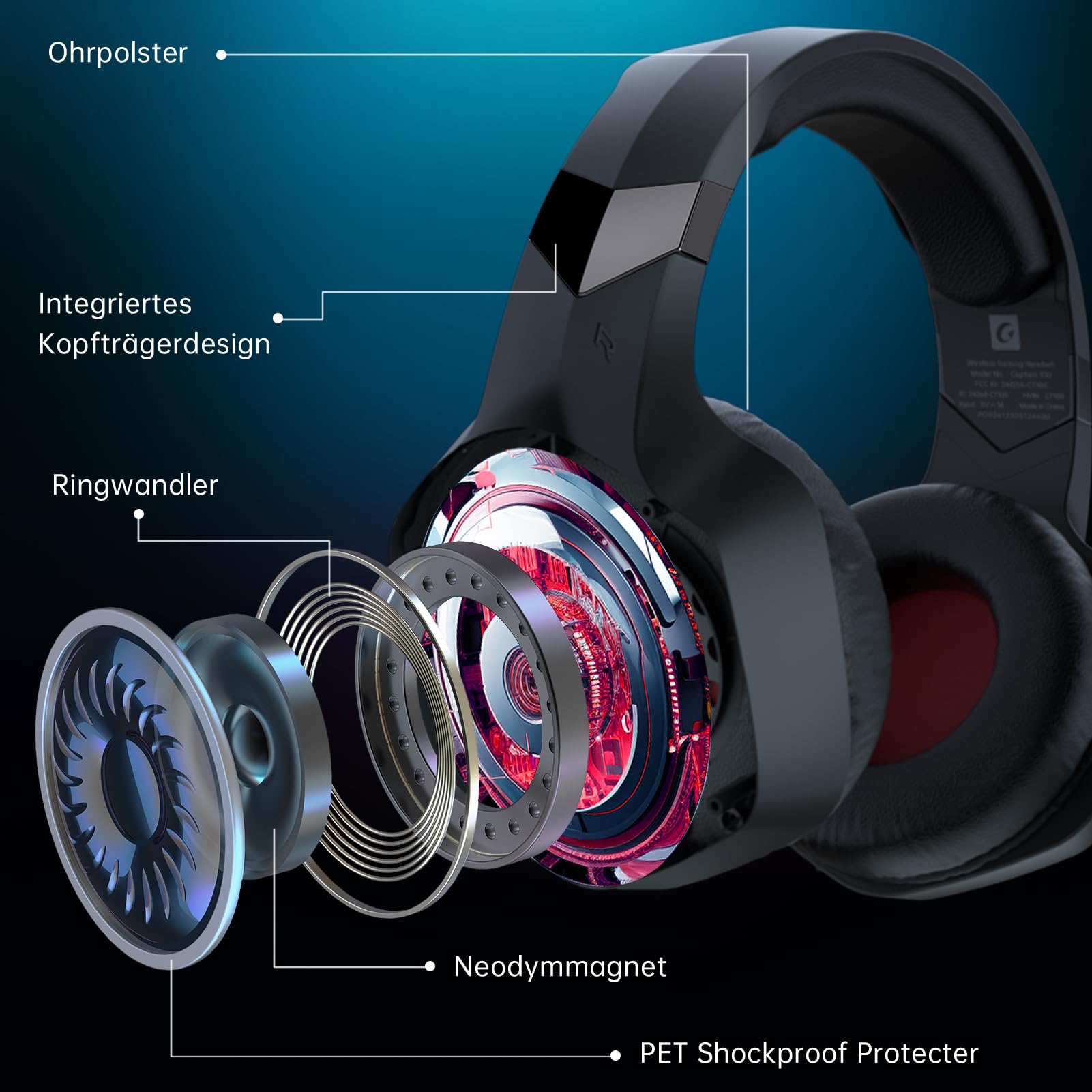 Bezprzewodowy zestaw słuchawkowy do gier, 2,4 GHz, bezprzewodowe słuchawki do PS5, PC, Switch, Mac, z redukcją szumów z mikrofonem, zestaw słuchawkowy Bluetooth z kablem 3,5 mm do Xbox