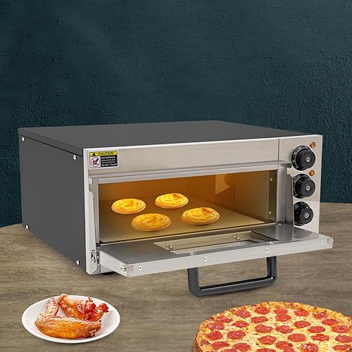 Miniatura 3 de Horno de pizza eléctrico para interiores, portátil, para encimera, horno de pizza versátil comercial con piedra de losa de 1800 W, 110 V, máquina de