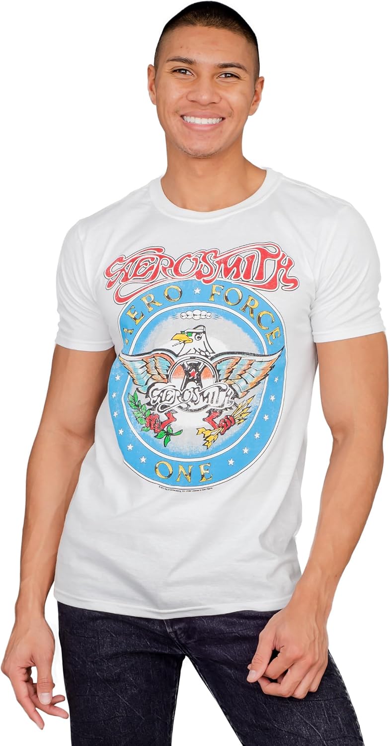 Impact Aerosmith Aero Force Men's White Soft Slimmer Fit T-Shirt