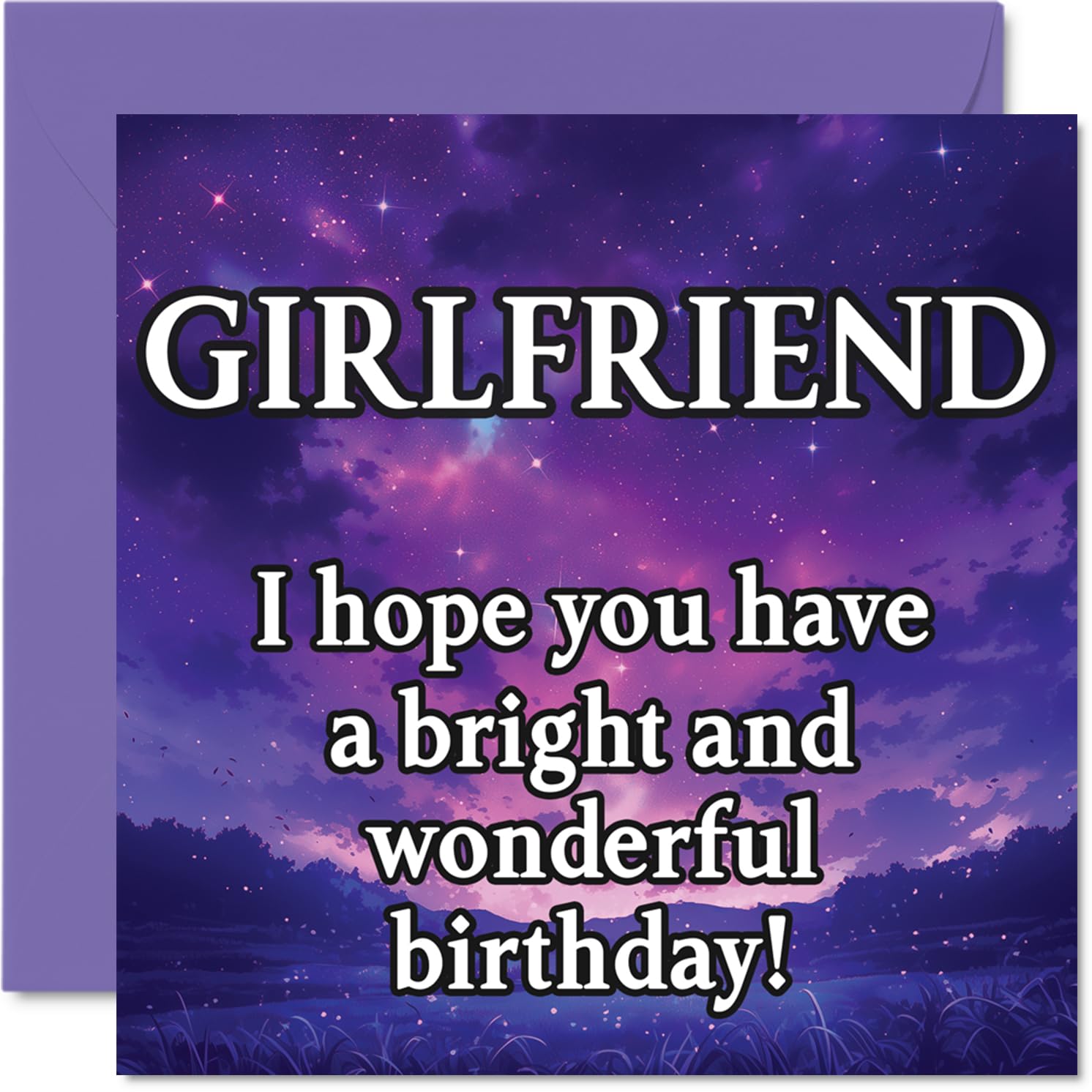 Stuff4 Girlfriend Birthday Card, Magical Night Sky Design
