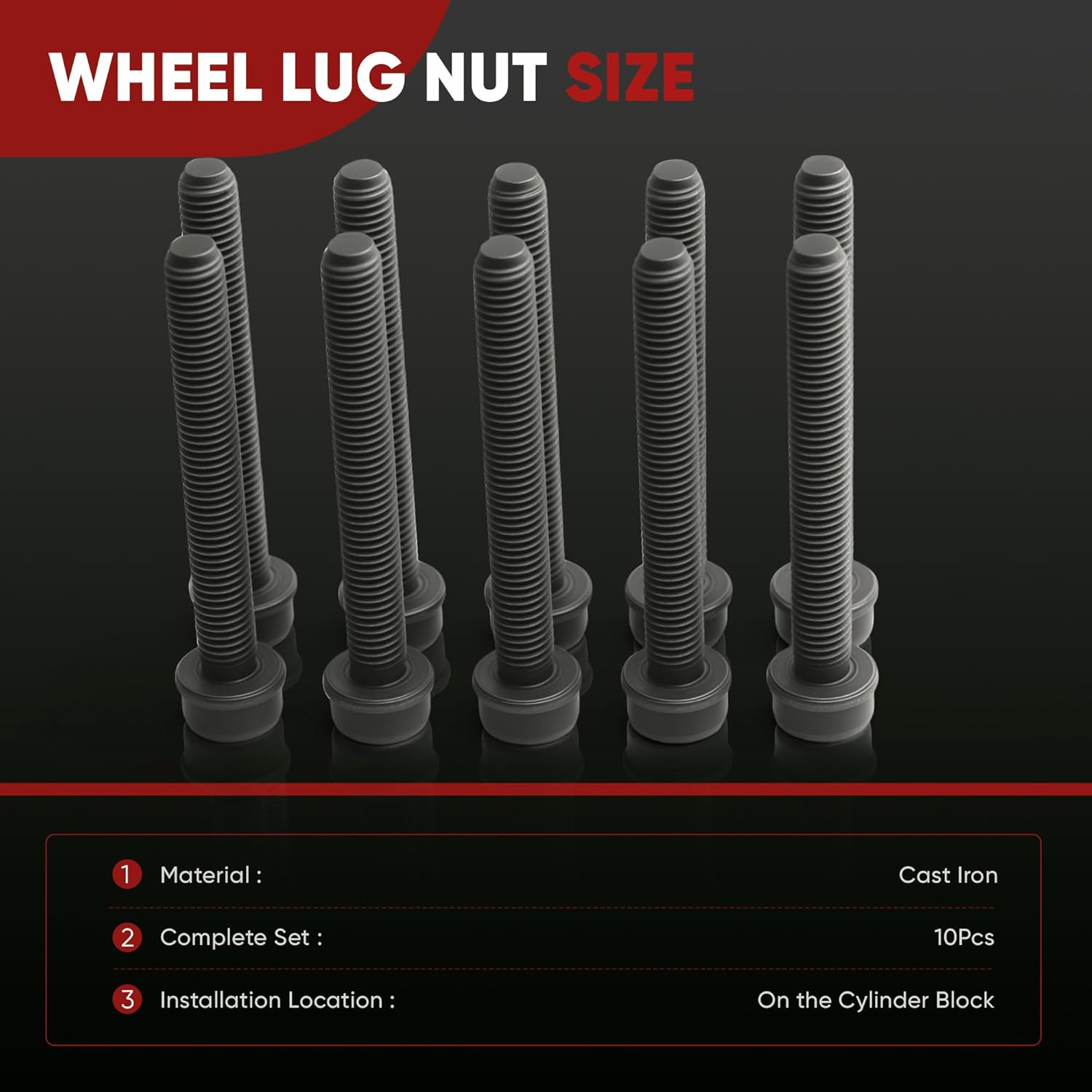 N91118902 10Pcs Cylinder Engine Block Crankcase Head Cover Bolts Compatible with Audi A3 A5 A6 Q5 TT VW Passat CC Golf Seat Skoda EA888 1.8/2.0T, M10 x 80 mm