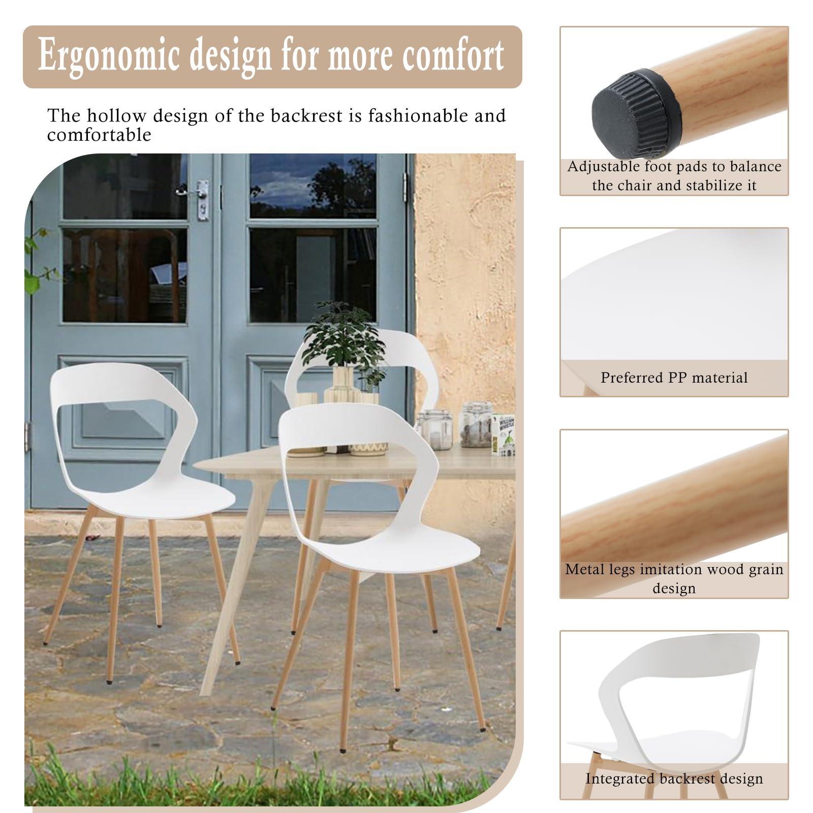 Set 6 Sedie Da Giardino Con Poggiapiedi | Piedini In Metallio Regolabili | Per Esterni, Balcone, Terrazza - Foto 9