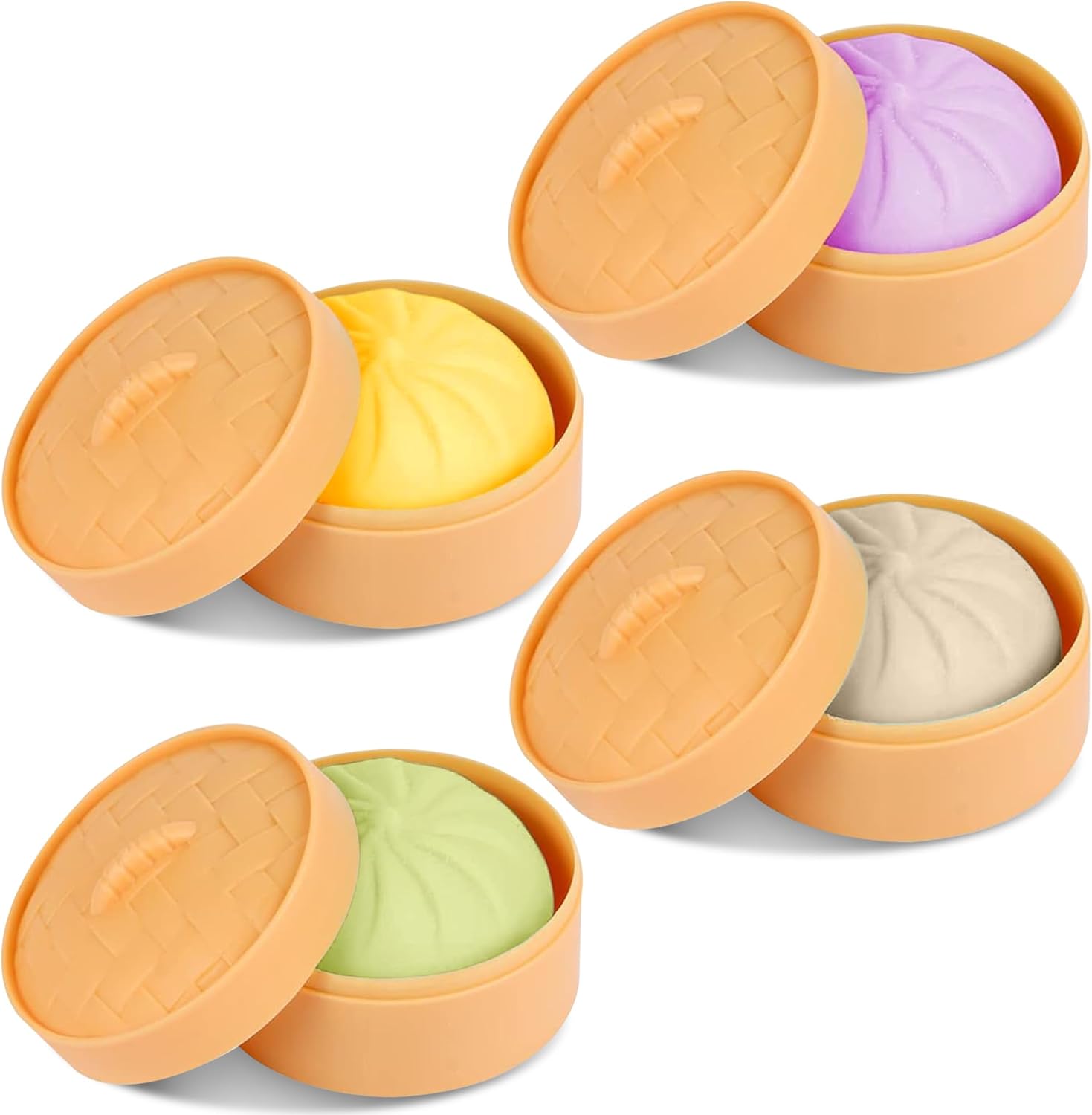KatchOn, Dumpling Squishy Toys - Pack of 4 | Stress Relief & Anxiety Relief Squishy Dumplings | Fun Fidget Toys for Stress Relief