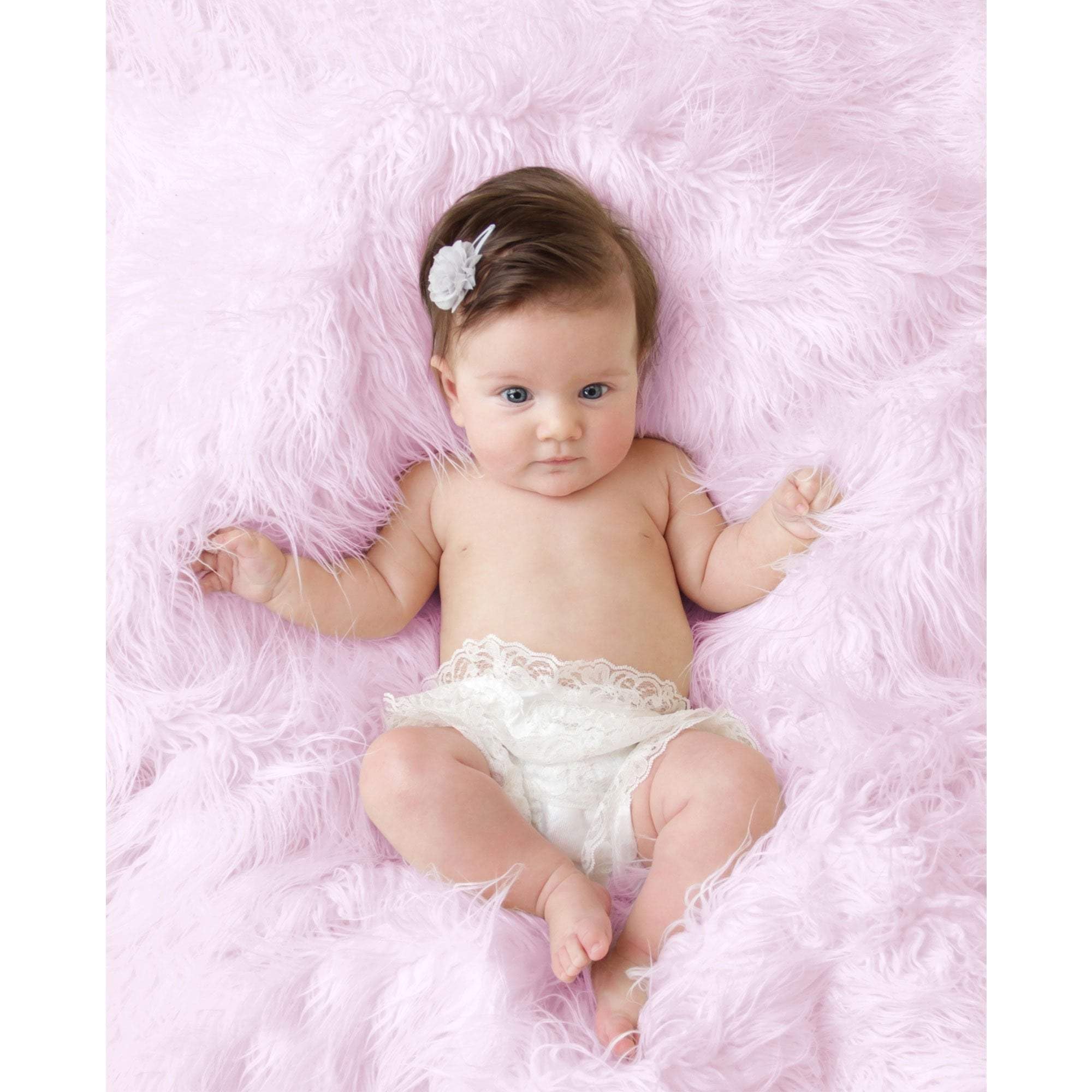 Luxury Faux Fur Baby Blanket Shawl For Bed, Pram & Cot - Pink