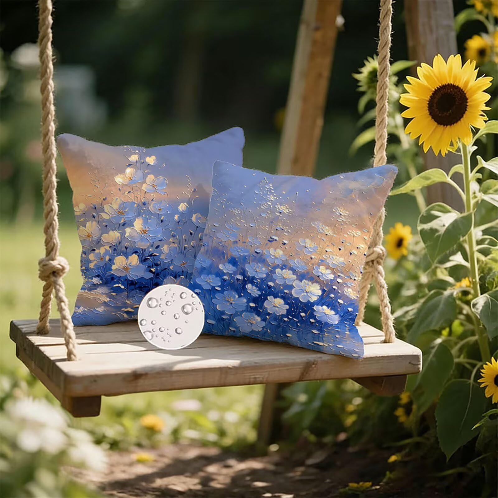 Housse de Coussin Canapé Flower 80x80cm Exterieur Impermeable Botanique Taie D'oreiller Décoratif Aesthetic Housse Coussin Decoration pour Chambre Sofa Jardin Balcon Terrasse Lot de 2. P-5508