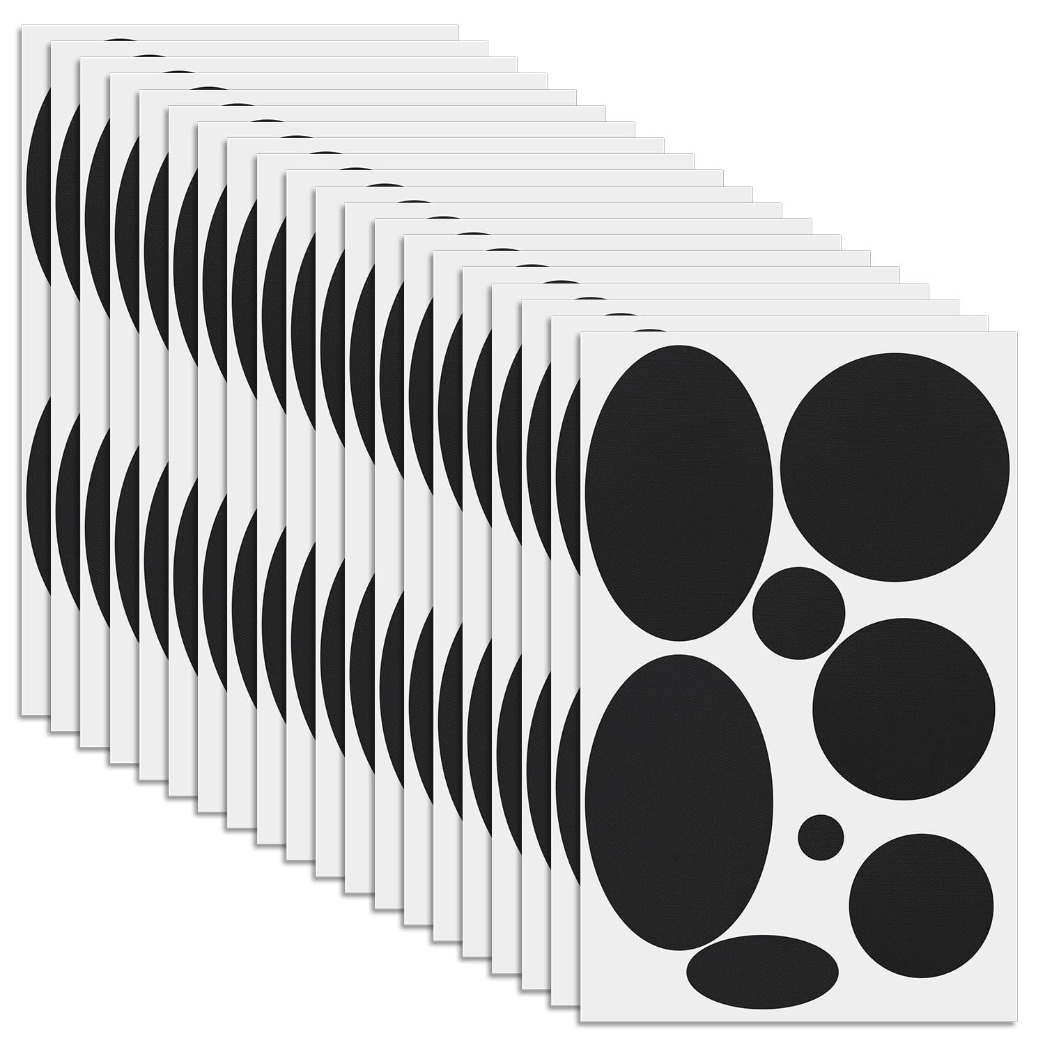 20 Feuilles De Patch De Réparation Doudoune, Patchs De Réparation Ronds Et Ovales En Nylon Rubans De Réparation En Tissu Lavables Pour Vestes Manteaux Sacs De Couchage Tentes (Noir