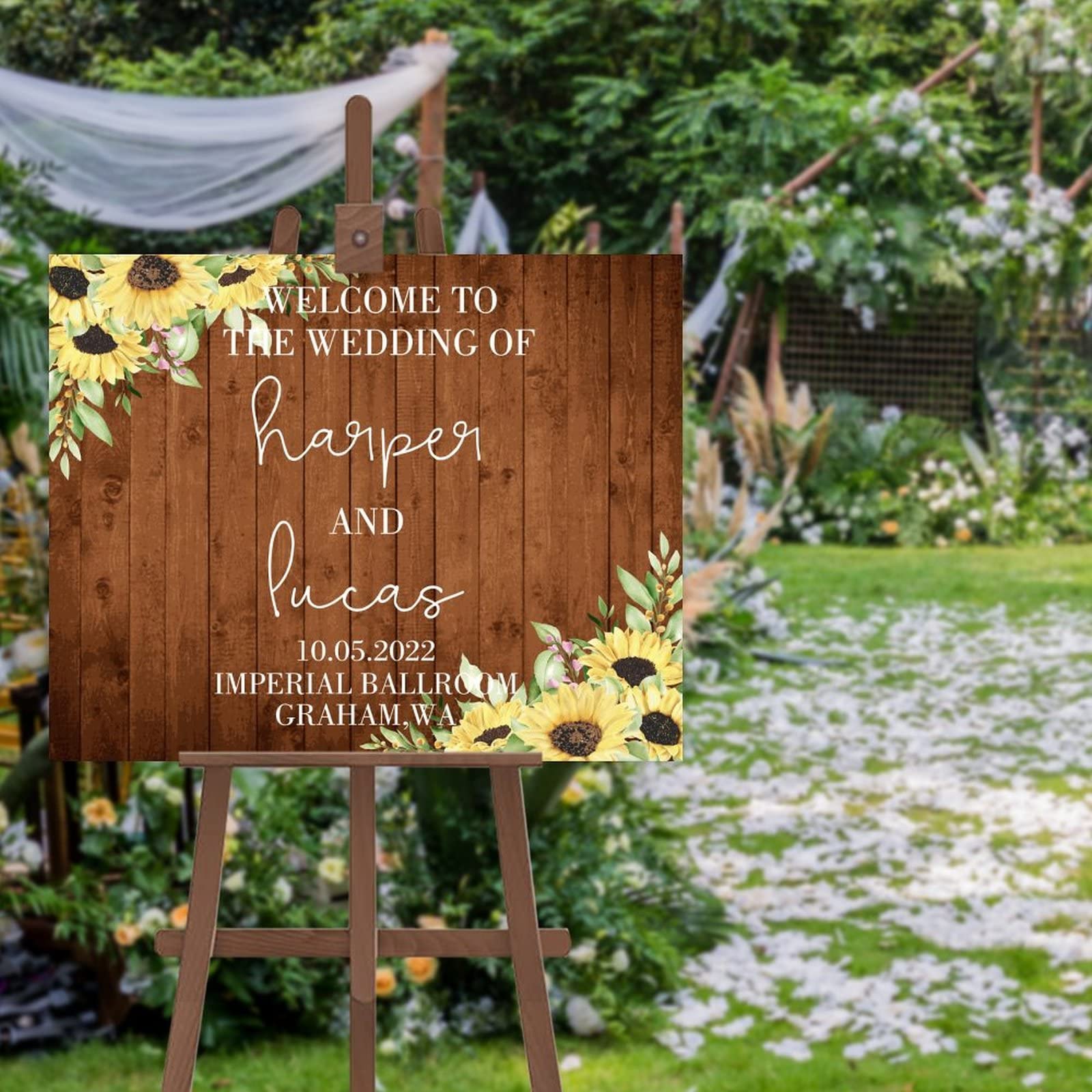 Panneau de bienvenue mariage en bois personnalisé 40x50 cm pour cérémonie et réception