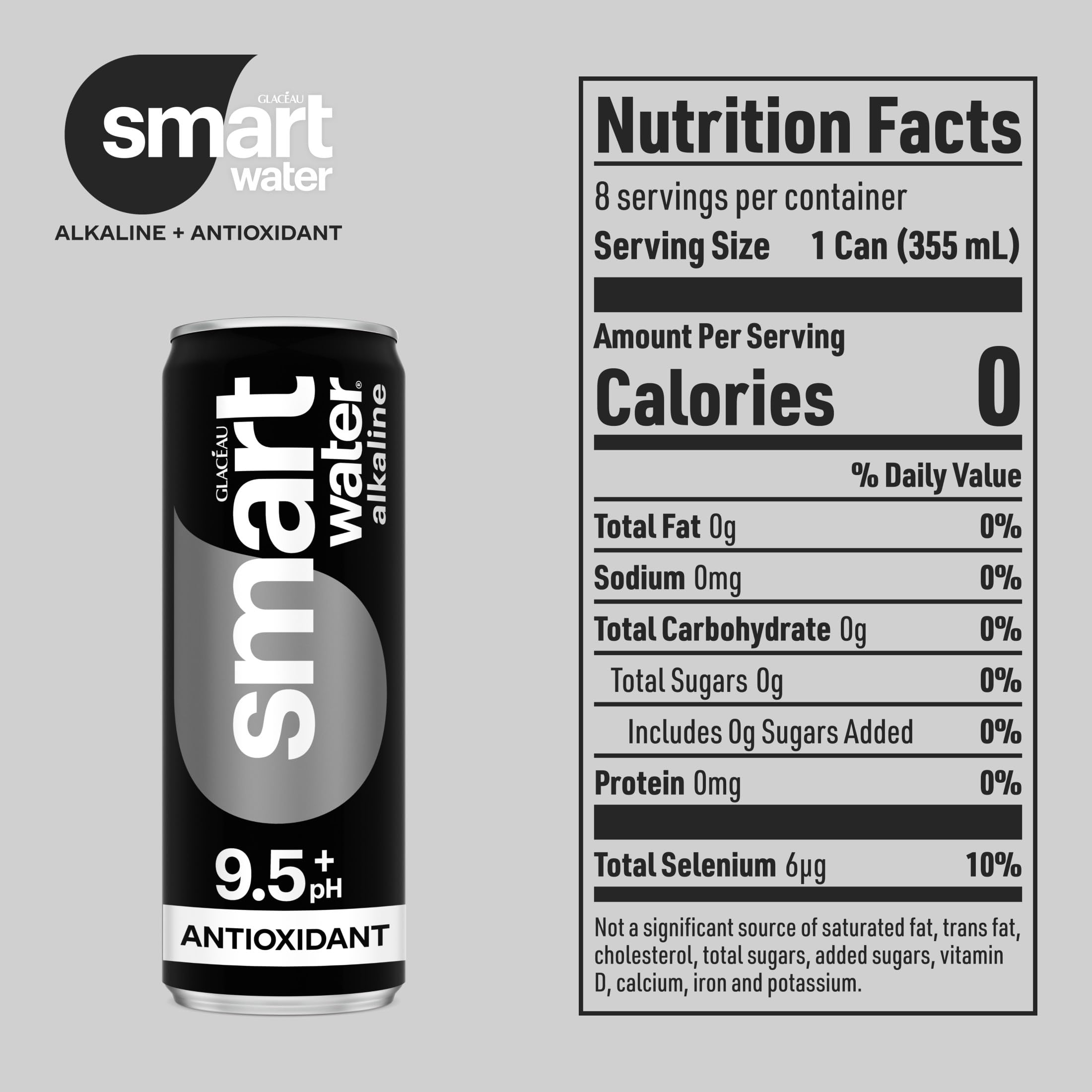 Smartwater Alkaline Antioxidant Aluminum Can 12oz 8pk — view 2