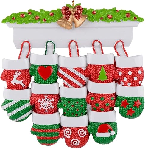 Miniatura 11 de MAXORA Adorno personalizado para árbol de Navidad de familia de 10 manoplas 2023, tradición familiar, recuerdo de Navidad, colección de regalo para
