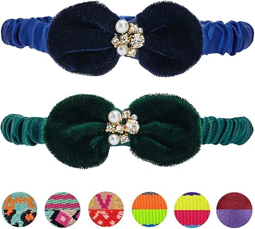 Miniatura 4 de Blueberry Pet 2021 nuevo paquete de 2 collares de gato clásico sólido ajustable para gato con campana y pajarita menta fresca cuello de 22 a 130in