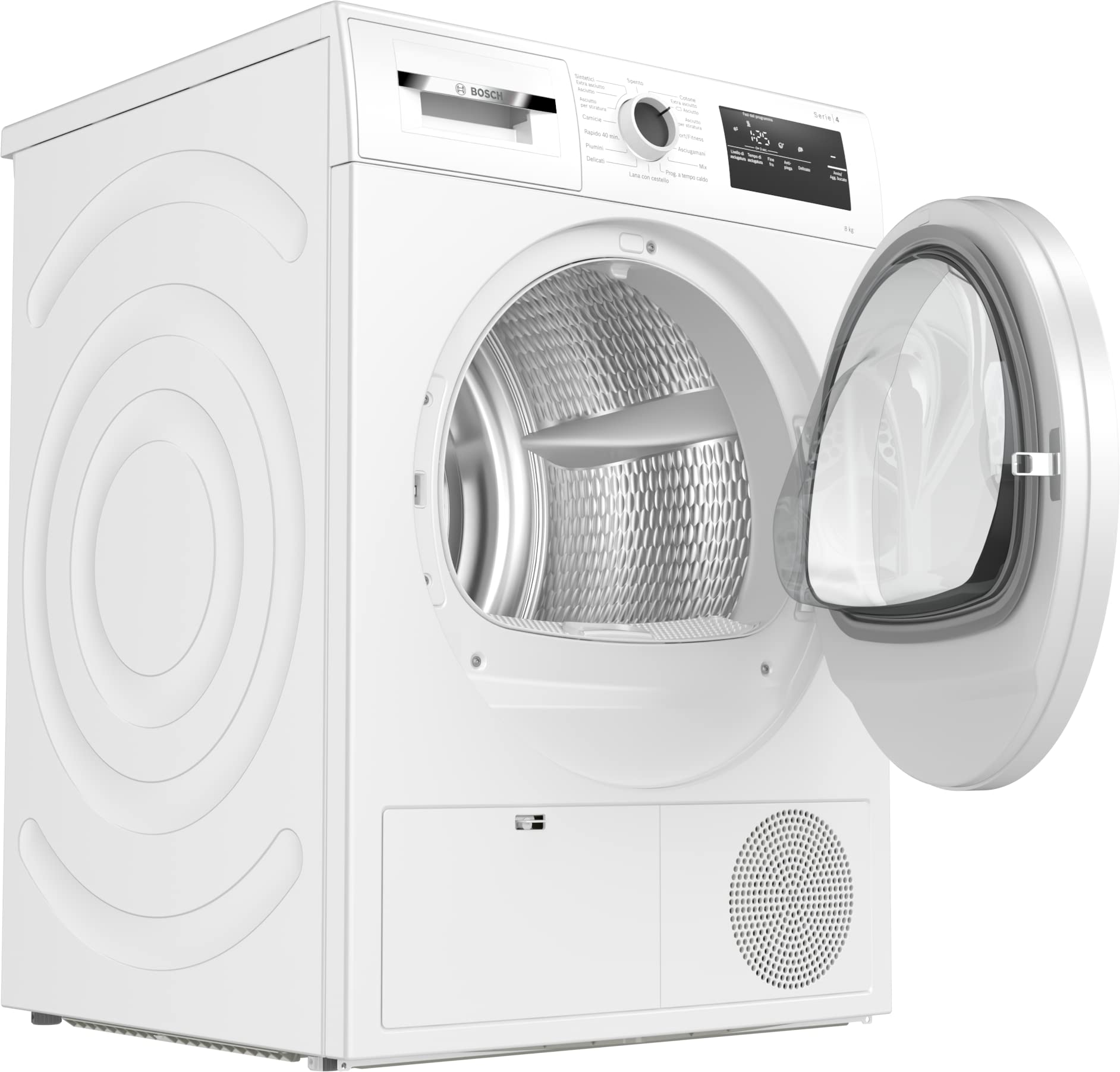 Bosch WTH85V18II Serie 4, Asciugatrice a pompa di calore, capacità 8 kg, EasyClean, Cestello Lana, Auro Dry, Programma Rapido