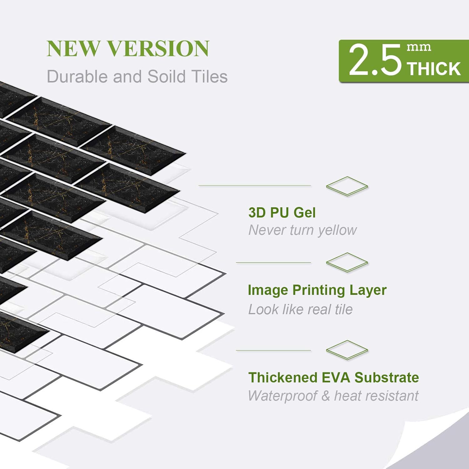 Super Deal Product Amberfor 54 PCS Peel and Stick Backsplash Wall Tiles 3D PVC Self-Adhesive Subway Tiles Decoration for Kitchen Bathroom - 7.87×3.94″/Sheet, Marble Pattern (11.625 sq.ft, Black) Buy 1 get 1 🔥 Amberfor 54 PCS Peel and Stick Backsplash Wall Tiles 3D PVC Self-Adhesive Subway Tiles Decoration for Kitchen Bathroom - 7.87×3.94″/Sheet, Marble Pattern (11.625 sq.ft, Black)