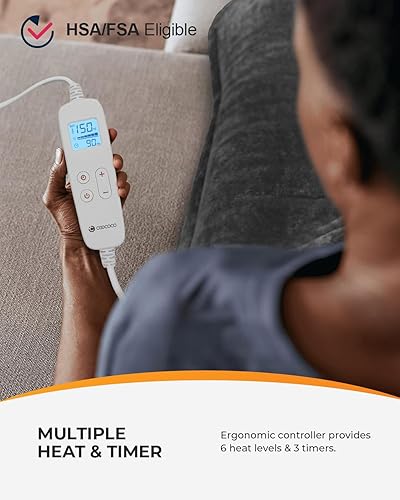 Miniatura 5 de CooCoCo Almohadilla térmica aprobada por la HSA para aliviar el dolor de espalda, solo artículos elegibles por la FSA, almohadilla térmica eléctrica