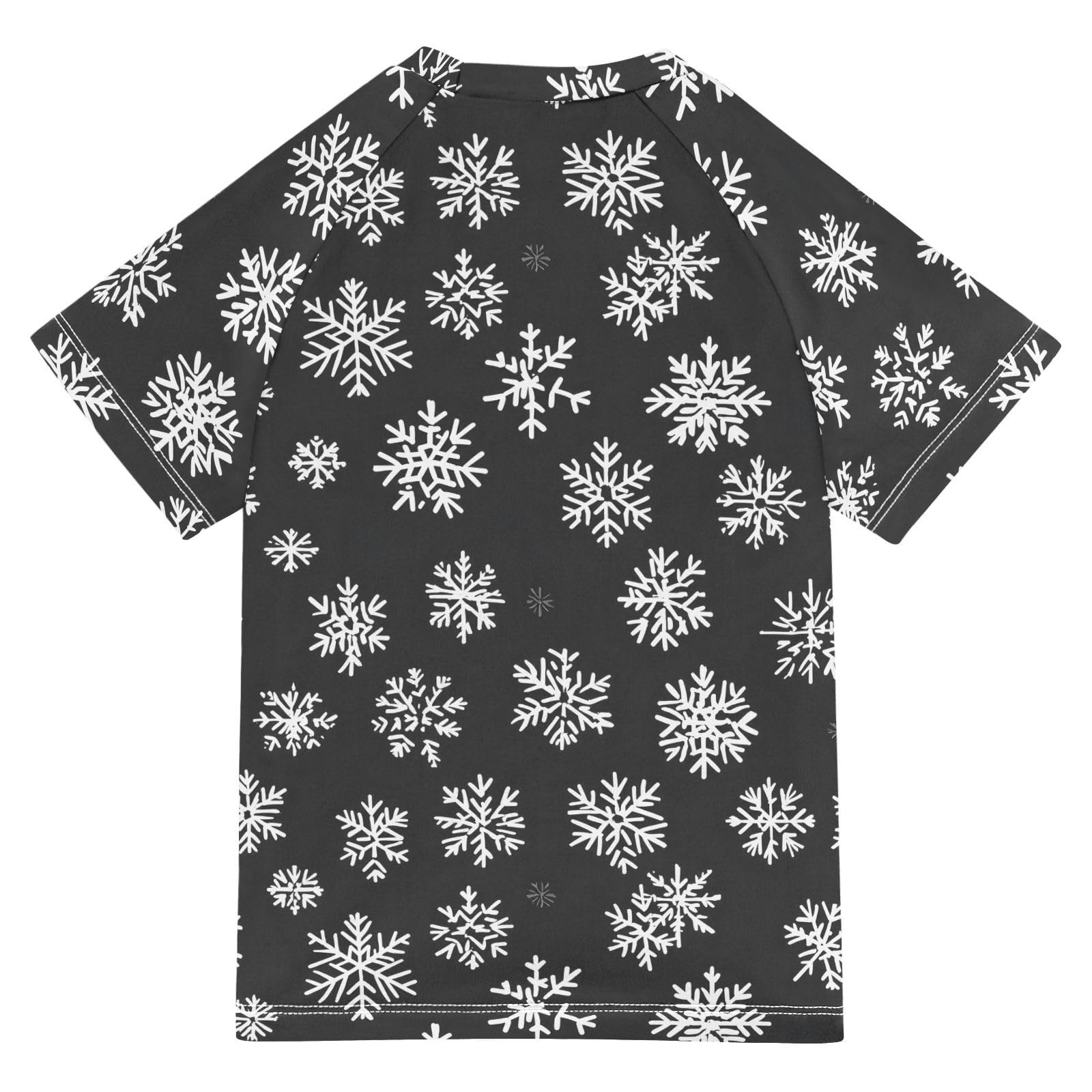 Boys Rash Guard Short Sleeve Swim Shirts for Boys White Snow Black Sun Protection 7-8T